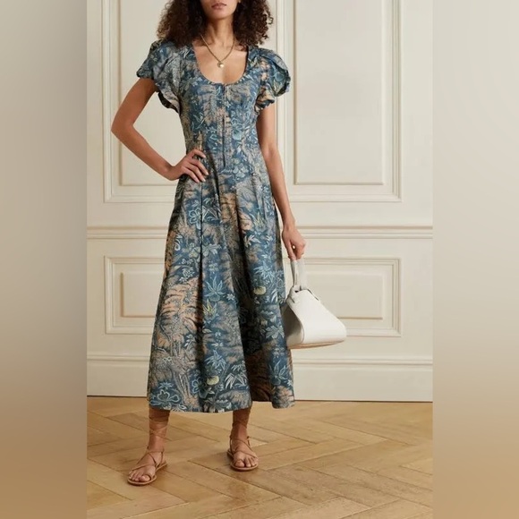 Ulla Johnson Malie Midi Dress in Paradise Lost Print - Picture 2 of 12